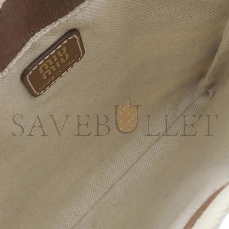 MIU MIU STRIPED CANVAS LOGO DRAWSTRING TOTE BAG 5ND016 (23*20cm)